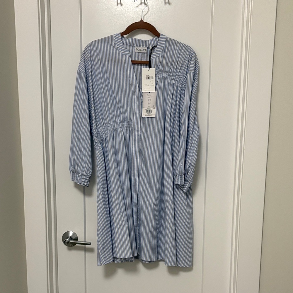 Blue Striped Long Sleeve Dress